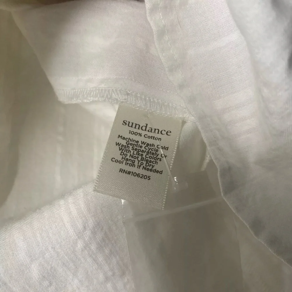 Sundance Size Large Petite White Ribbed Long Sleeve Button Down Shirt - Picture 10 of 12